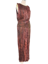 Patricia Lester Copper Silk Plisse Gown Dress arcadeshops.com