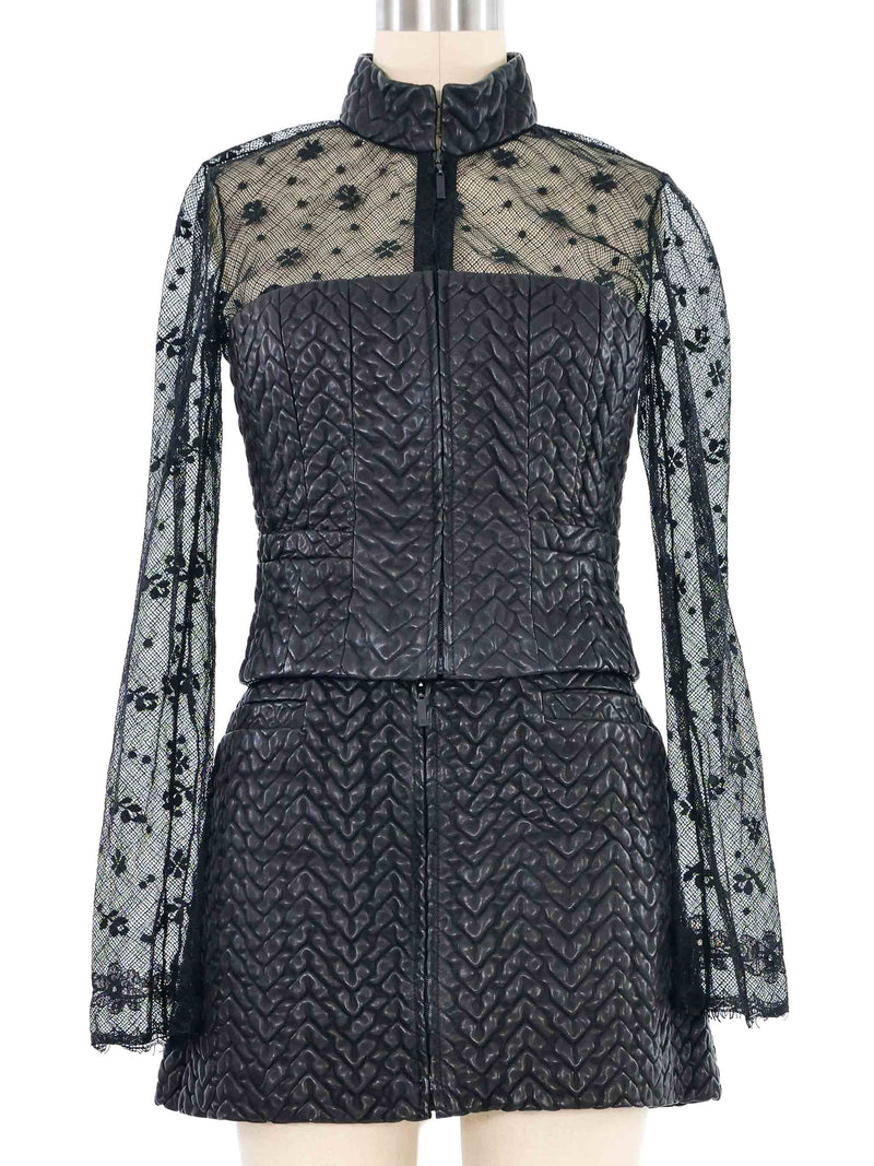 2003 Chanel Quilted Leather and Net Skirt Suit Suit arcadeshops.com