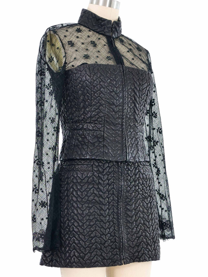 2003 Chanel Quilted Leather and Net Skirt Suit Suit arcadeshops.com