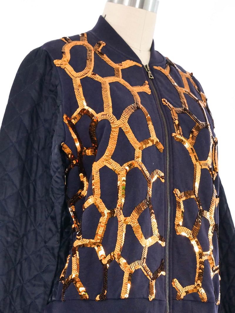 Dries Van Noten Sequin Honeycomb Bomber Jacket arcadeshops.com