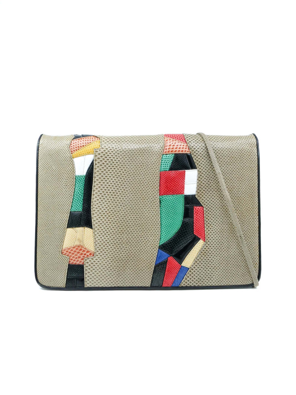 Judith Leiber Patchwork Lizard Leather Clutch Accessory arcadeshops.com