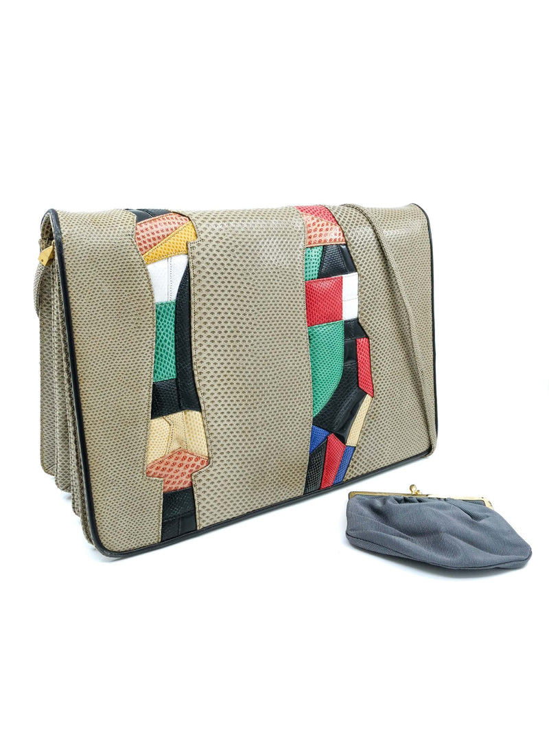 Judith Leiber Patchwork Lizard Leather Clutch Accessory arcadeshops.com