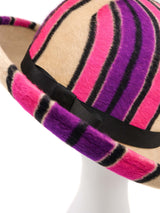 Yves Saint Laurent Striped Felt and Fur Hat Accessory arcadeshops.com