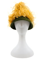 1960s Olive Felt Ostrich Feather and Berry Hat Accessory arcadeshops.com