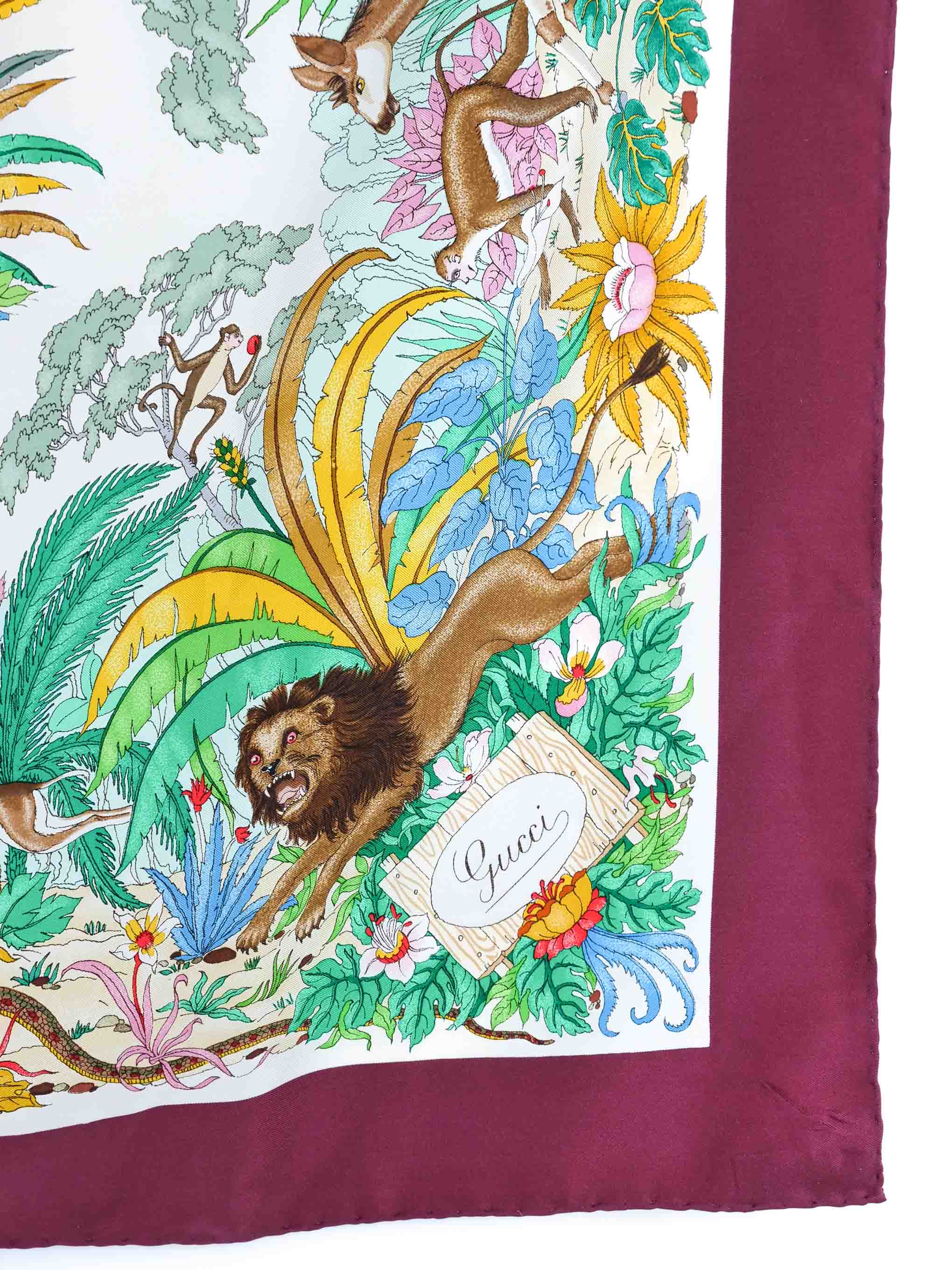 Gucci Accornero Animal Print Silk Scarf