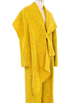 1997 Christian Dior Yellow Speckled Tweed Pantsuit Suit arcadeshops.com