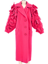 Koos Van Den Akker Magenta Wool Floral Sleeve Coat Outerwear arcadeshops.com