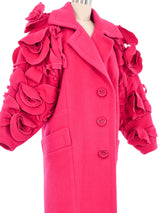 Koos Van Den Akker Magenta Wool Floral Sleeve Coat Outerwear arcadeshops.com