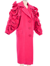 Koos Van Den Akker Magenta Wool Floral Sleeve Coat Outerwear arcadeshops.com