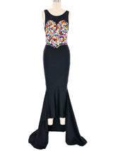 1986 Patrick Kelly Button Bodice Mermaid Gown Dress arcadeshops.com