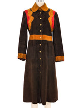 1970s Suede Applique Colorblock Coat Outerwear arcadeshops.com