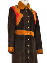 1970s Suede Applique Colorblock Coat Outerwear arcadeshops.com