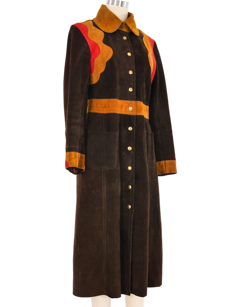 1970s Suede Applique Colorblock Coat Outerwear arcadeshops.com