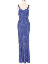 Young Sook Hahn Blue Bead Embellished Gown Dress arcadeshops.com