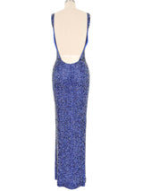 Young Sook Hahn Blue Bead Embellished Gown Dress arcadeshops.com