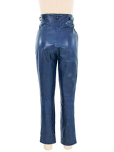 Christian Dior Blue Leather Lace Up Trouser Bottom arcadeshops.com