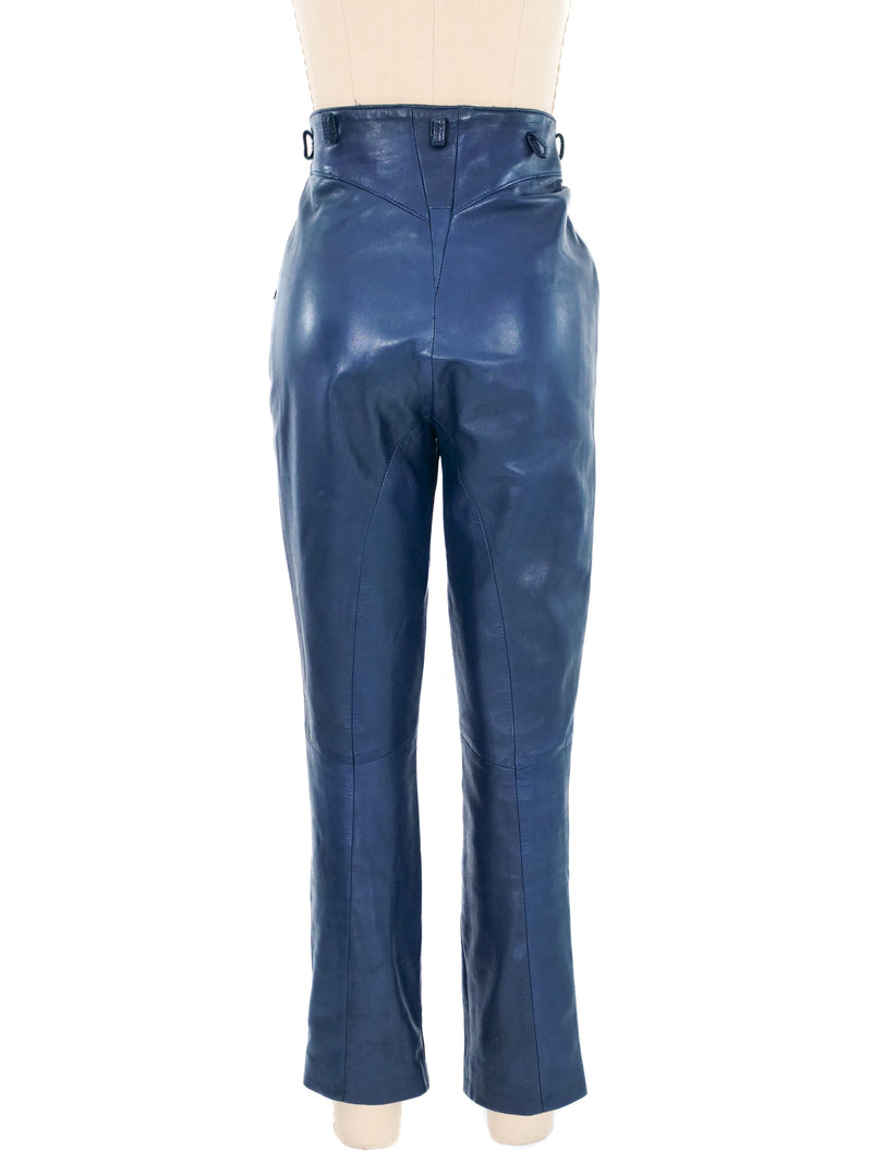 Christian Dior Blue Leather Lace Up Trouser Bottom arcadeshops.com