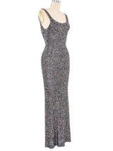 Young Sook Hahn Silver Bead Embellished Knit Gown Dress arcadeshops.com