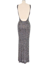 Young Sook Hahn Silver Bead Embellished Knit Gown Dress arcadeshops.com