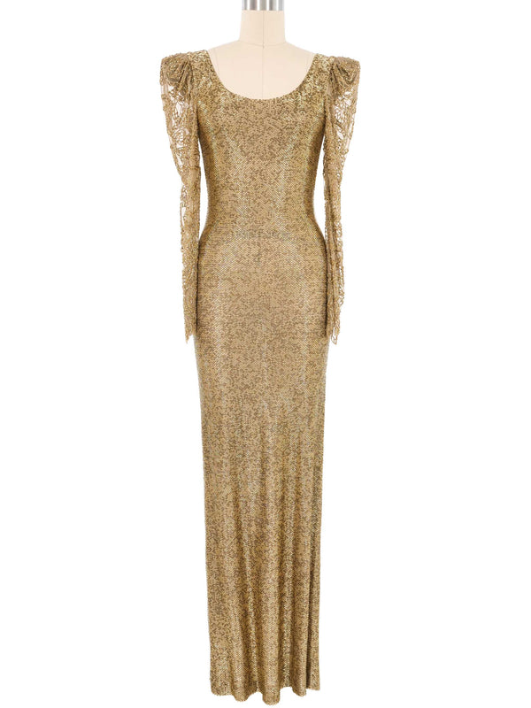 Young Sook Hahn Gold Embellished Gown Dress arcadeshops.com