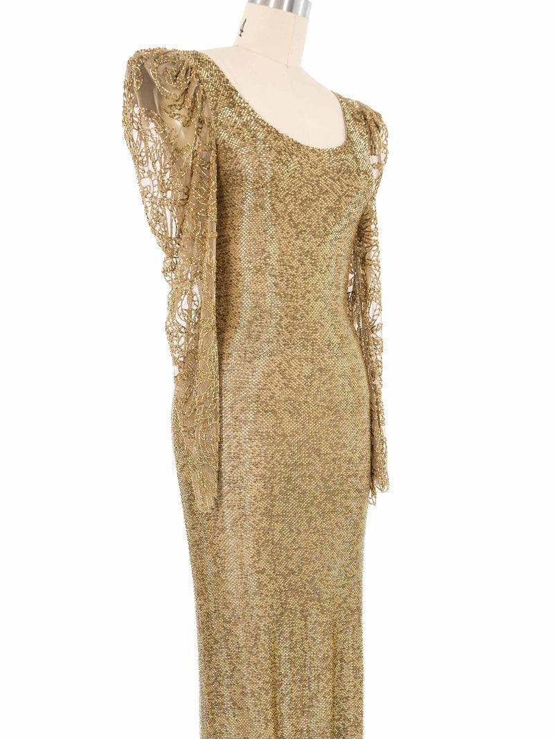 Young Sook Hahn Gold Embellished Gown Dress arcadeshops.com