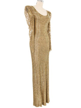 Young Sook Hahn Gold Embellished Gown Dress arcadeshops.com