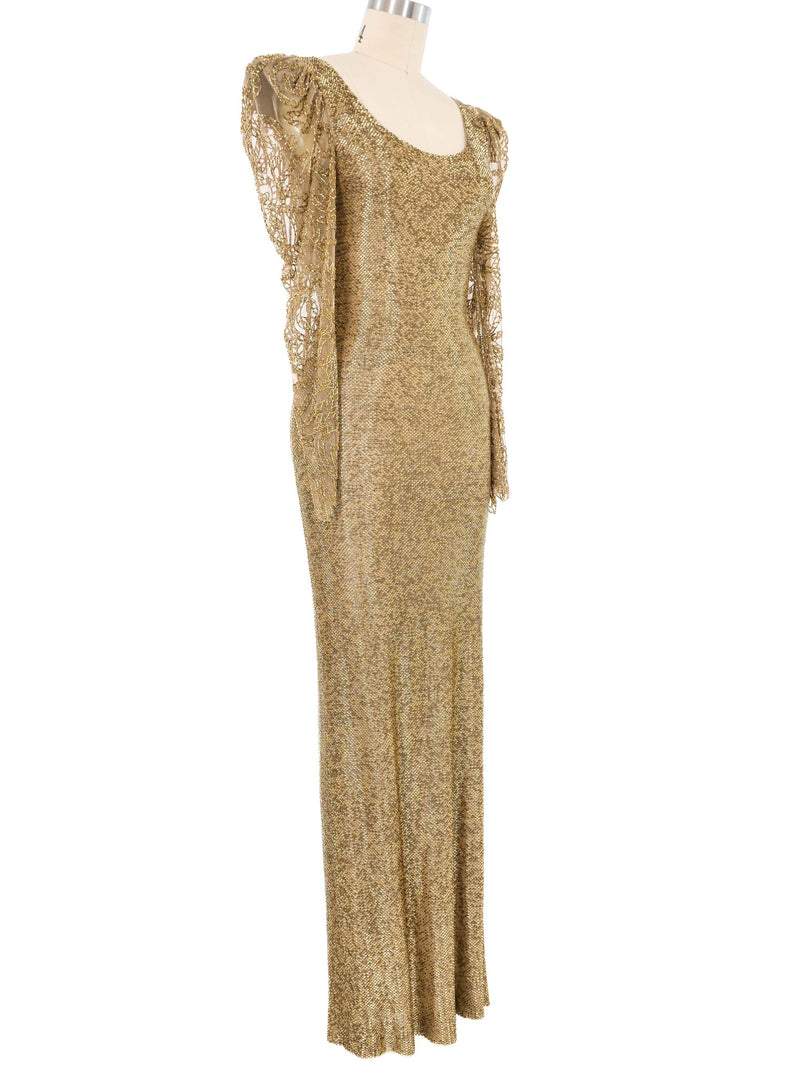 Young Sook Hahn Gold Embellished Gown Dress arcadeshops.com