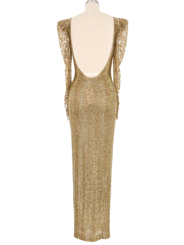 Young Sook Hahn Gold Embellished Gown Dress arcadeshops.com