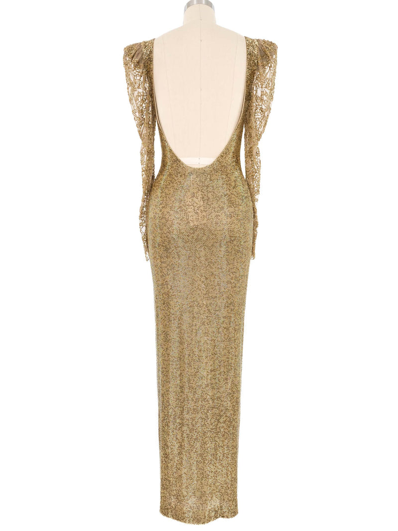 Young Sook Hahn Gold Embellished Gown Dress arcadeshops.com