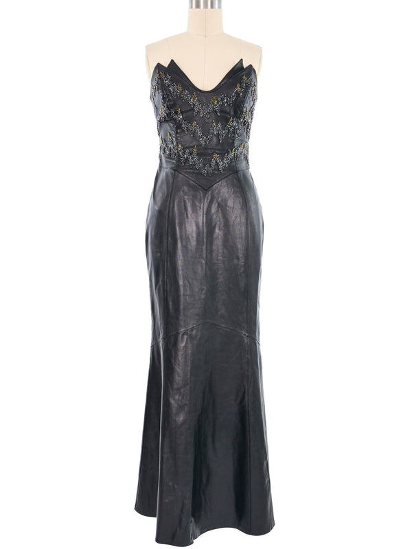 2000 Thierry Mugler Embellished Leather Corset Dress Dress arcadeshops.com