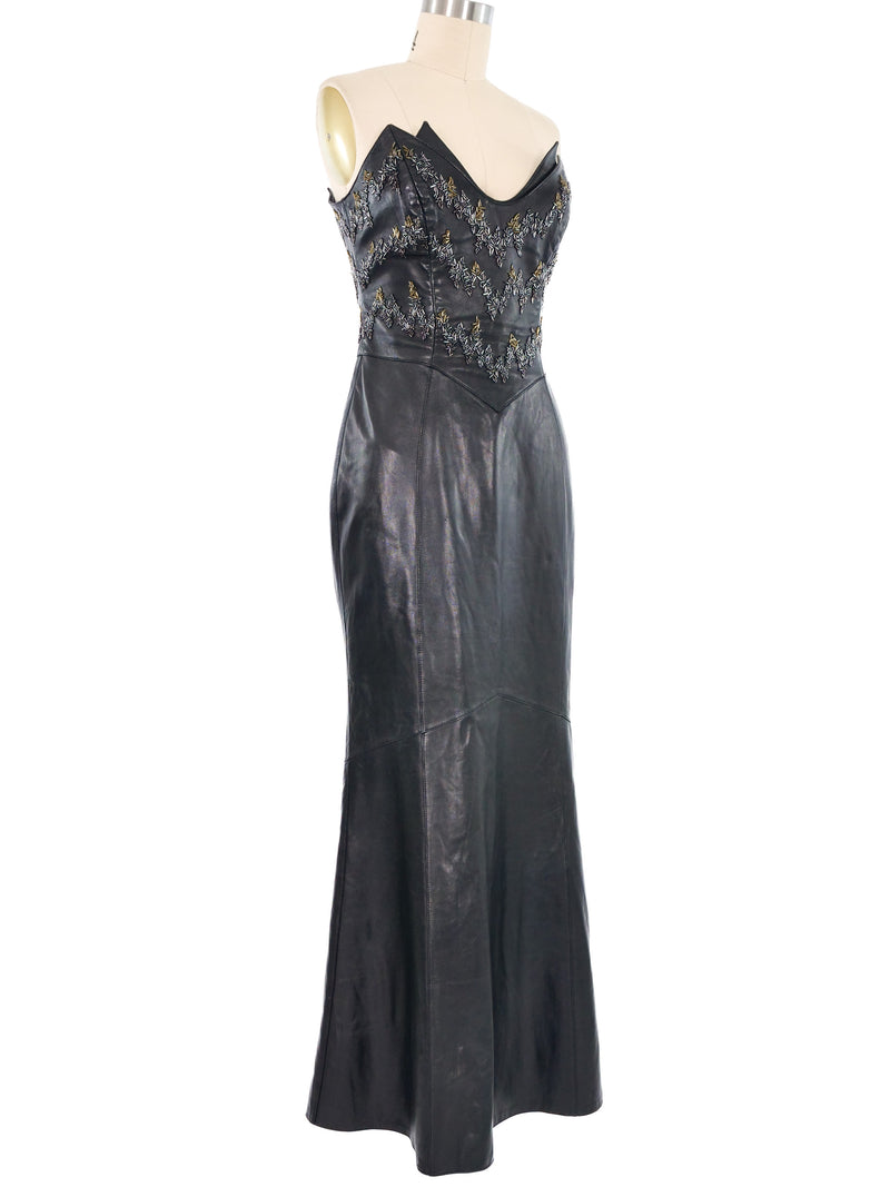 2000 Thierry Mugler Embellished Leather Corset Dress Dress arcadeshops.com