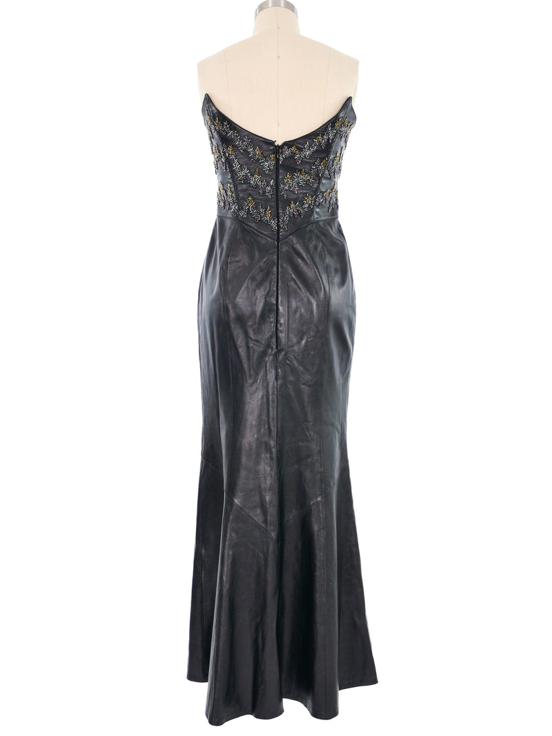 2000 Thierry Mugler Embellished Leather Corset Dress