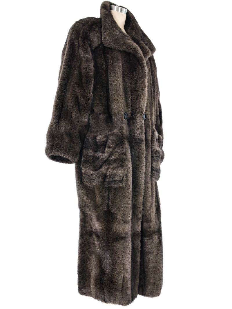 Gray Mink Fur Maxi Coat Outerwear arcadeshops.com