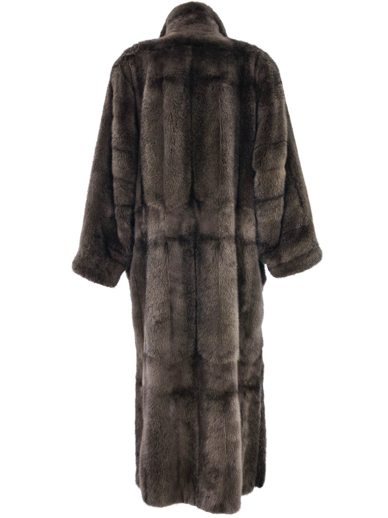 Gray Mink Fur Maxi Coat Outerwear arcadeshops.com