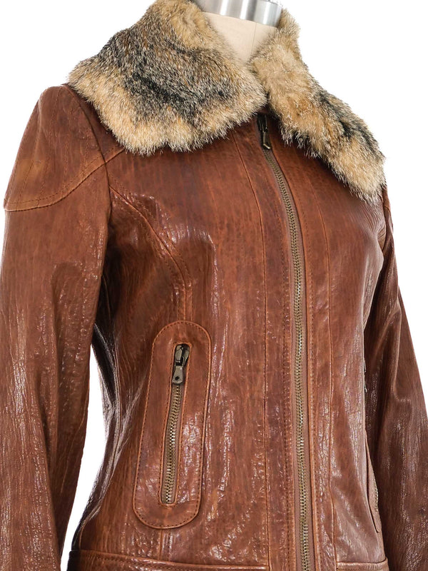 2005 Dolce & Gabbana Fur Trimmed Leather Aviator Jacket Jacket arcadeshops.com