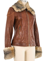 2005 Dolce & Gabbana Fur Trimmed Leather Aviator Jacket Jacket arcadeshops.com