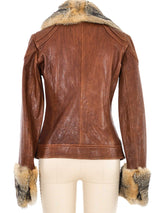 2005 Dolce & Gabbana Fur Trimmed Leather Aviator Jacket Jacket arcadeshops.com