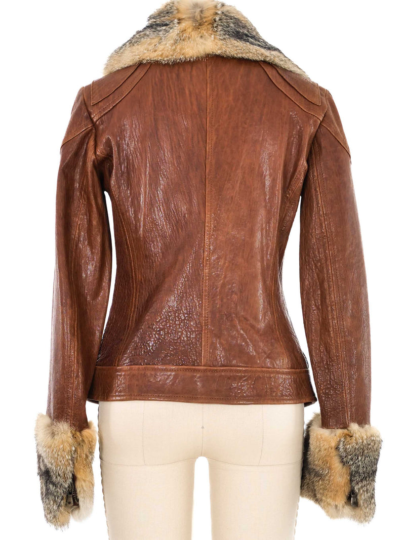 2005 Dolce & Gabbana Fur Trimmed Leather Aviator Jacket Jacket arcadeshops.com
