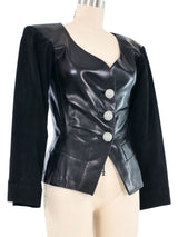 1998 Yves Saint Laurent Suede Sleeve Leather Jacket Jacket arcadeshops.com