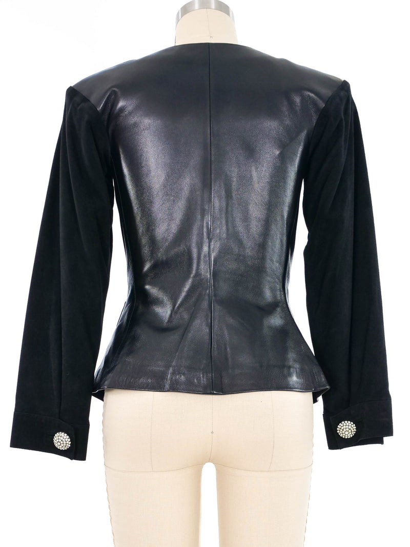 1998 Yves Saint Laurent Suede Sleeve Leather Jacket Jacket arcadeshops.com