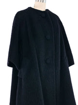 1950s Lilli Ann Black Mohair Swing Coat Outerwear arcadeshops.com