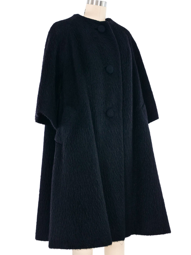 1950s Lilli Ann Black Mohair Swing Coat Outerwear arcadeshops.com