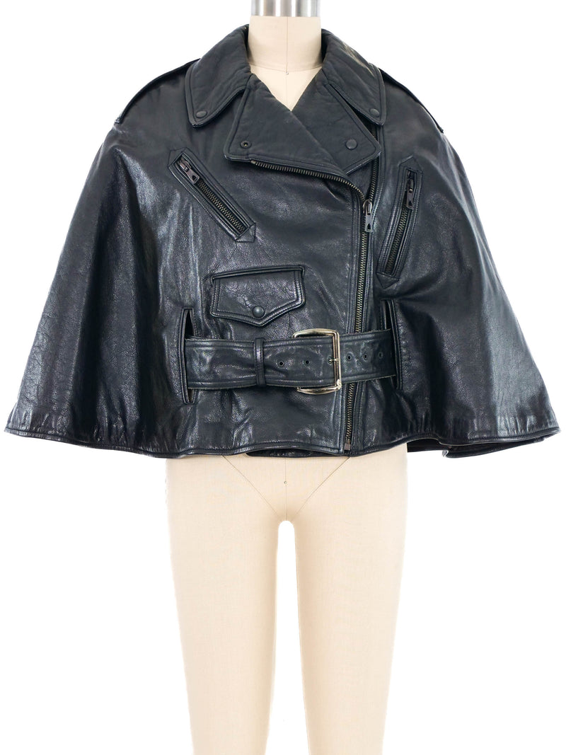 Jean Paul Gaultier Leather Motorcycle Cape Jacket arcadeshops.com