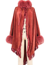 Christian Dior Fur Trimmed Suede Cape Jacket Outerwear arcadeshops.com