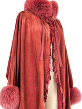 Christian Dior Fur Trimmed Suede Cape Jacket Outerwear arcadeshops.com