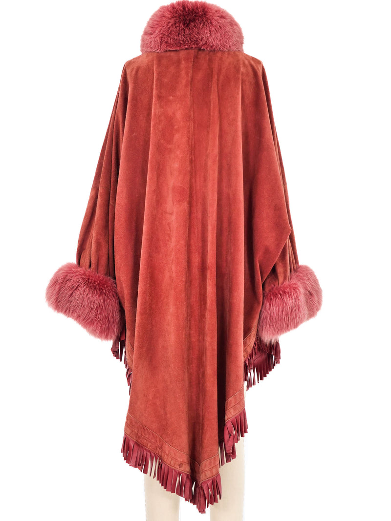 Christian Dior Fur Trimmed Suede Cape Jacket Outerwear arcadeshops.com