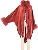 Christian Dior Fur Trimmed Suede Cape Jacket Outerwear arcadeshops.com