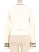 2008 Dolce & Gabbana Embellished Cream Leather Jacket Jacket arcadeshops.com