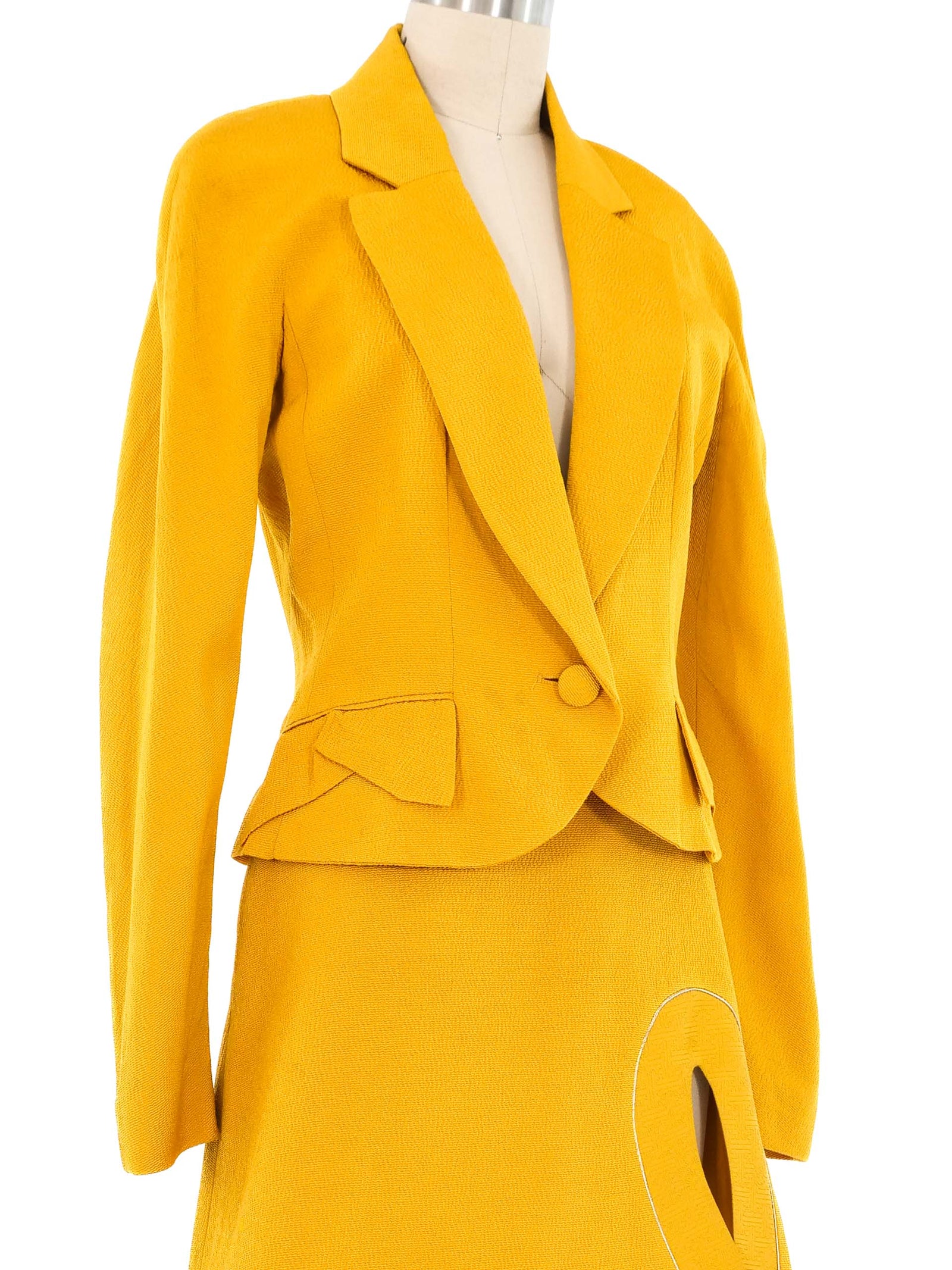Christian Dior Mustard Metallic Trim Skirt Suit