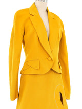 Christian Dior Mustard Metallic Trim Skirt Suit Suit arcadeshops.com